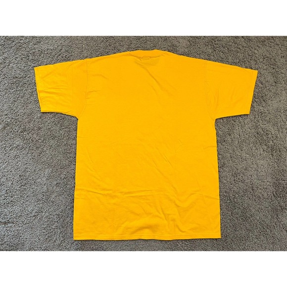 Vintage 90s Russel Athletic Blank Yellow T-Shirt Size L Made In USA - Picture 3 of 3